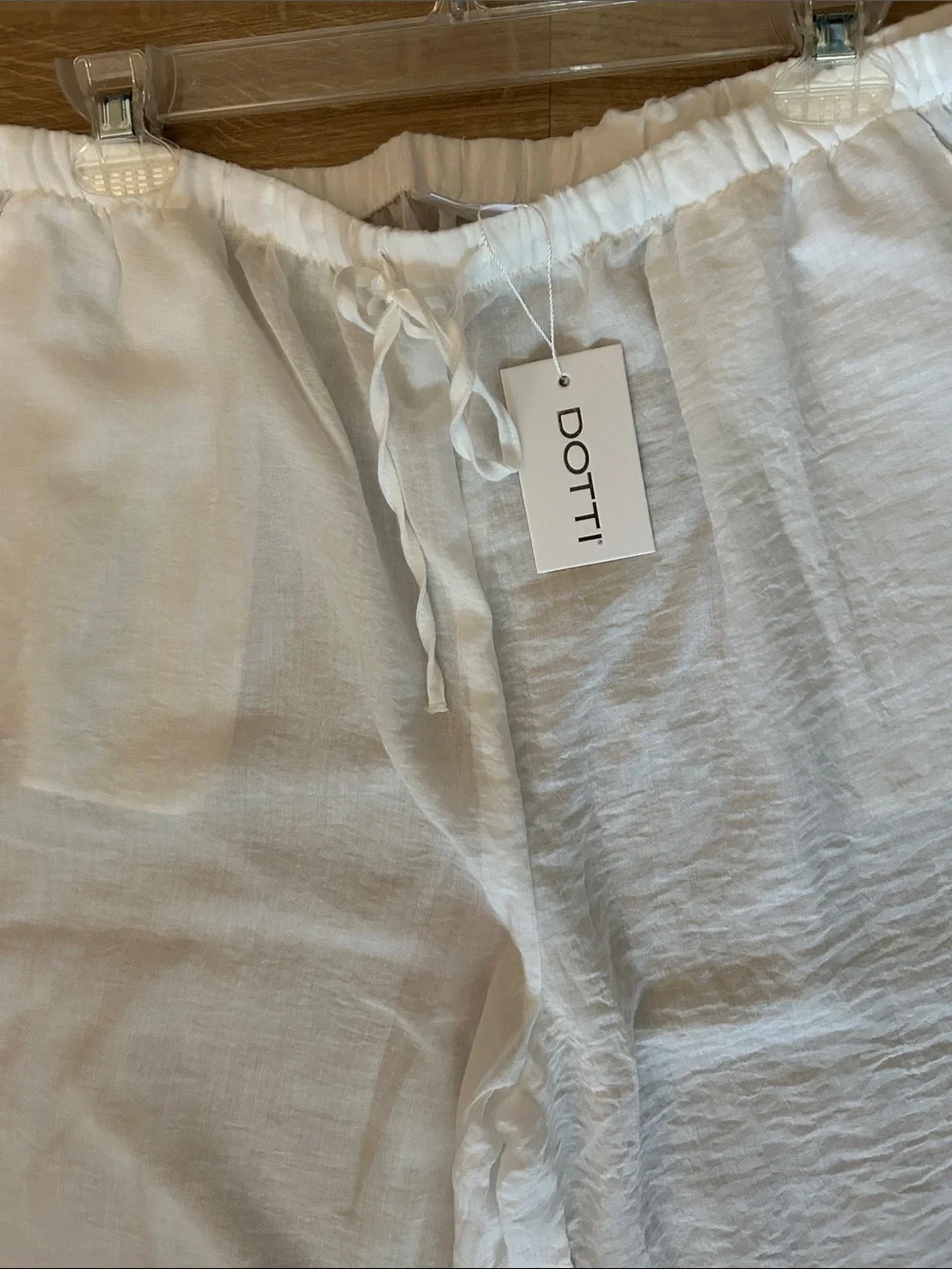 Dotti White Drawstring Wide-Leg Pants